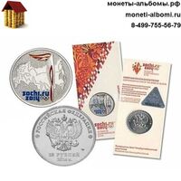 Монета 25 рублей 2014 года с факелом олимпиады Сочи в цветном исполнении, блистер купить в Москве по низкой цене в интернет магазине.